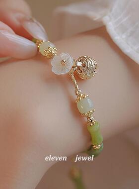 2025【绮梦千年】仿橄榄石竹节手链女铃铛手串轻奢小众高级手链