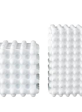 2026现代极简软装家居样板房售楼处客厅玄关电视柜白色波点几何摆