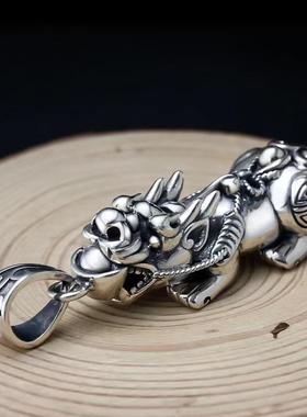 2025七尚泰银招财祥瑞貔貅吊坠男女士项链复古时尚个性潮霸气挂件