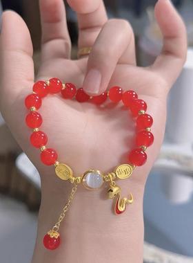 2025好运连连蛇年手链ins设计年新款本命年仿红玛瑙生肖蛇手串女