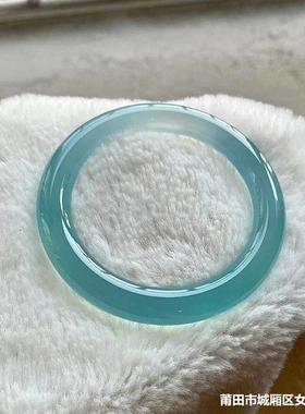 2025库里蓝玉髓圆条手镯女高冰玛瑙海蓝宝镯子饰品冰晴绿手镯小众