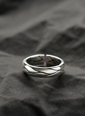 2025千叶泰银戒指男青藤潮男士单身戒指复古霸气开口指环韩版氚气