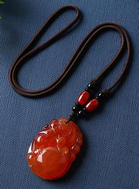 2025复古风秋冬琥珀蜜蜡项链长款大气高档血珀毛衣链吊坠男女时尚