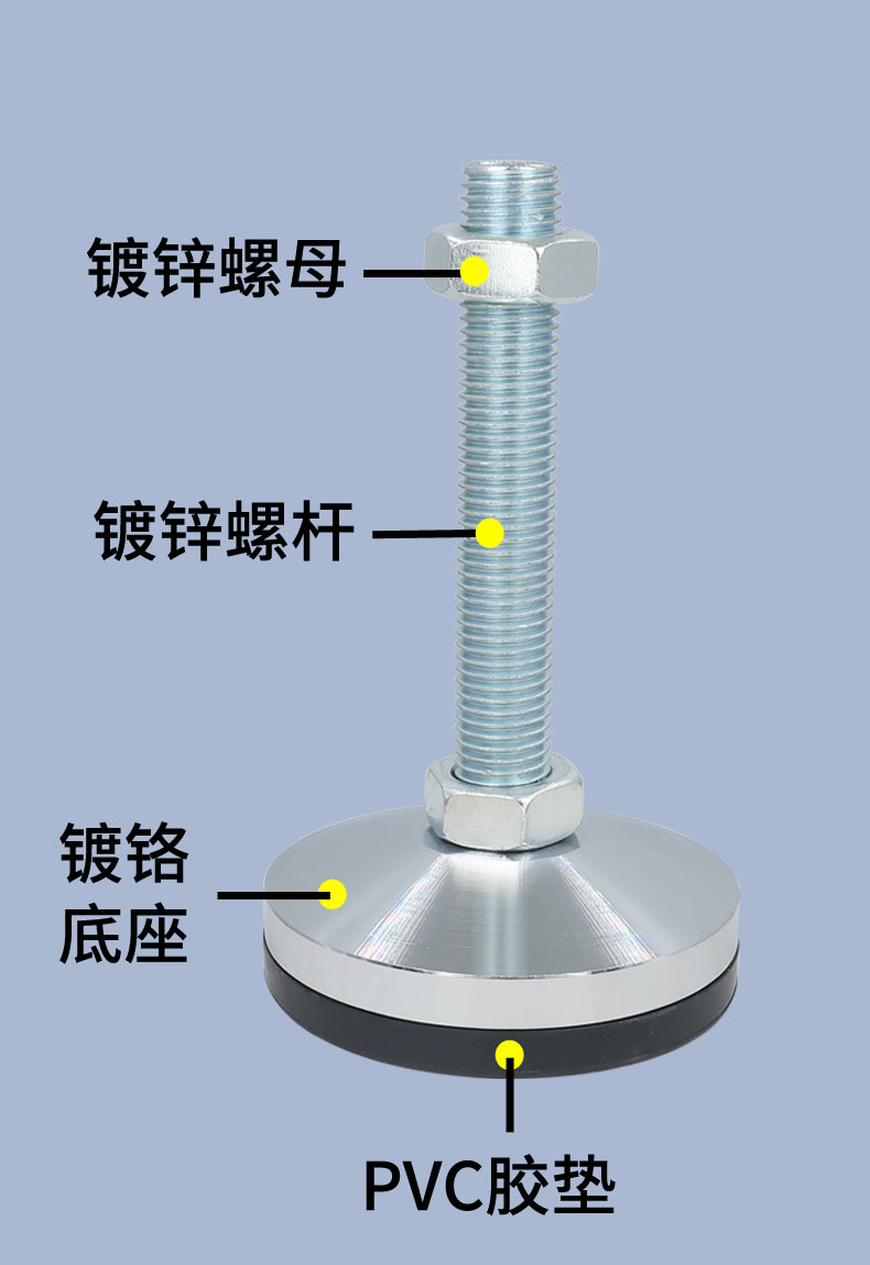 恒顺达重型调节地脚m16m20底脚螺栓碳钢机脚支撑脚设备固定脚杯12 - 图1