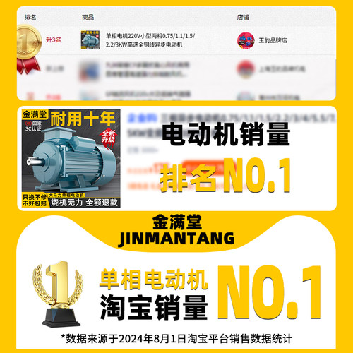 单相电机220V大马力小型两相0.75/1.1/1.5/2.2/3KW高速异步电动机 - 图1