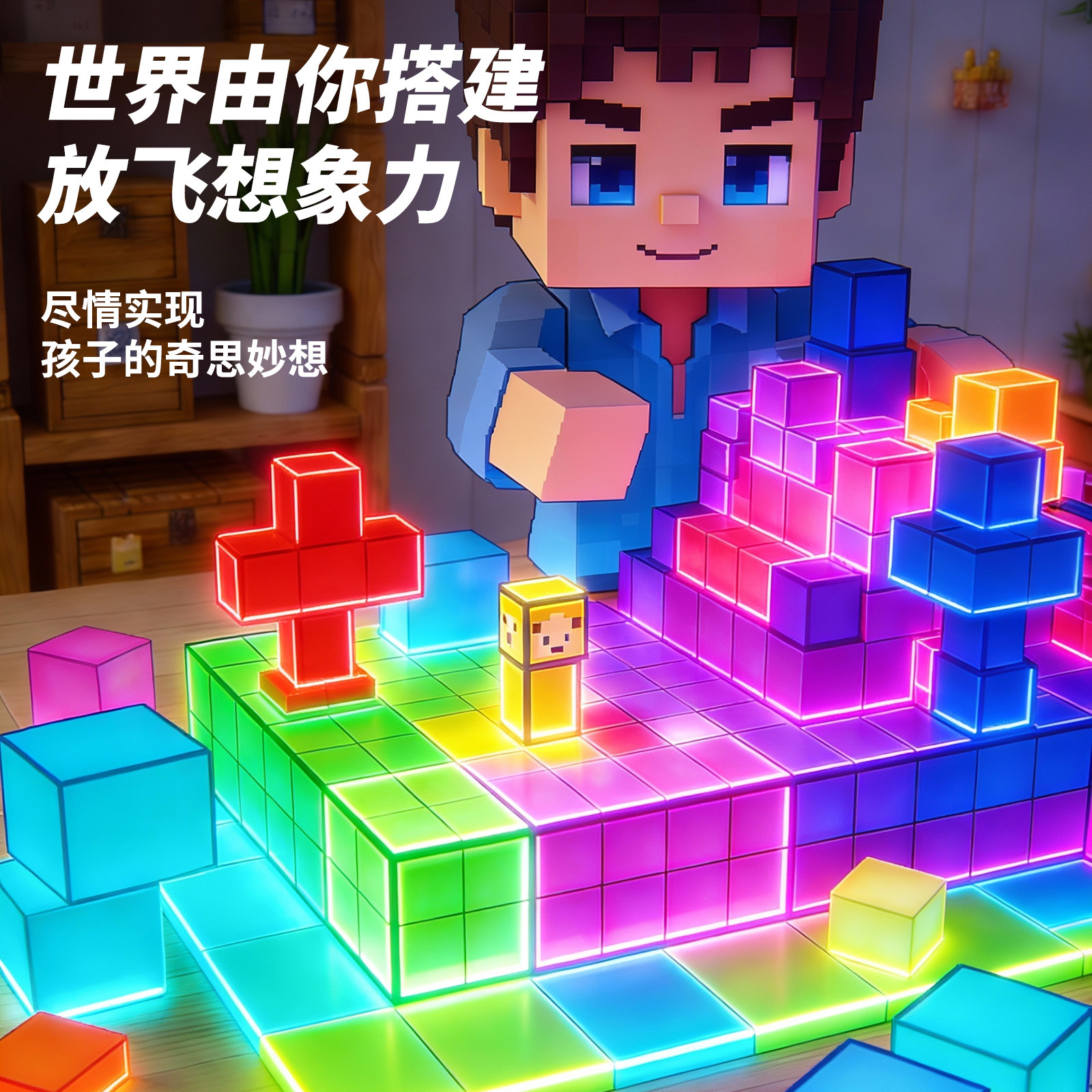 MC夜光款磁性积木玩具益智拼装立体强磁吸我的世界磁力小方块男童,淘宝优惠券,粉丝福利购,淘宝优惠卷