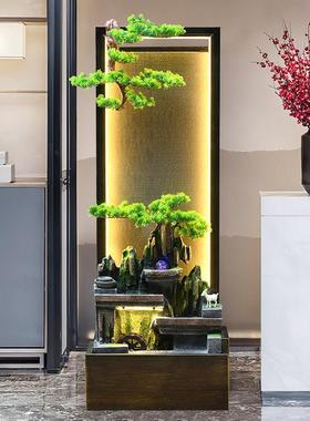 流水摆件循环水客厅大型落地高档假山水幕墙风水轮生财办公室装饰