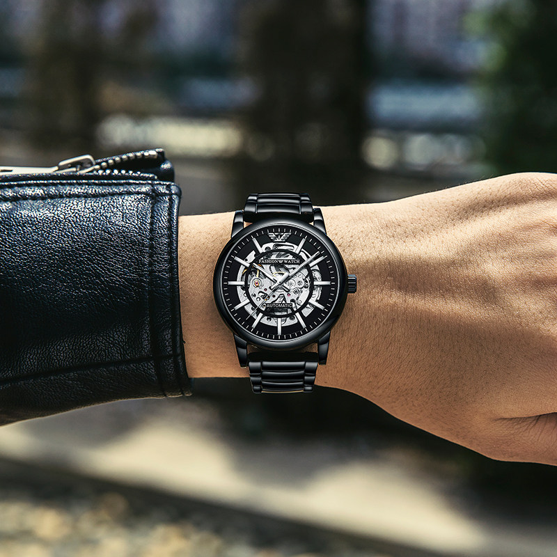 阿玛妮黑武士男士十大全自动机械表 宝思哲手表国产腕表