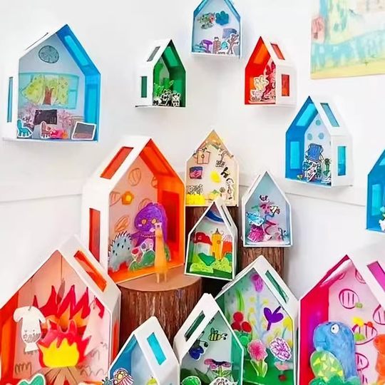 Kindergarten light and shadow house environmental theme wall decoration