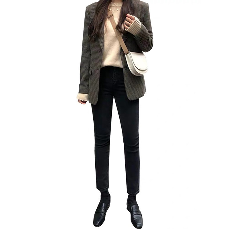 黑色烟管直筒2020春秋新款牛仔裤 水怜服饰牛仔裤