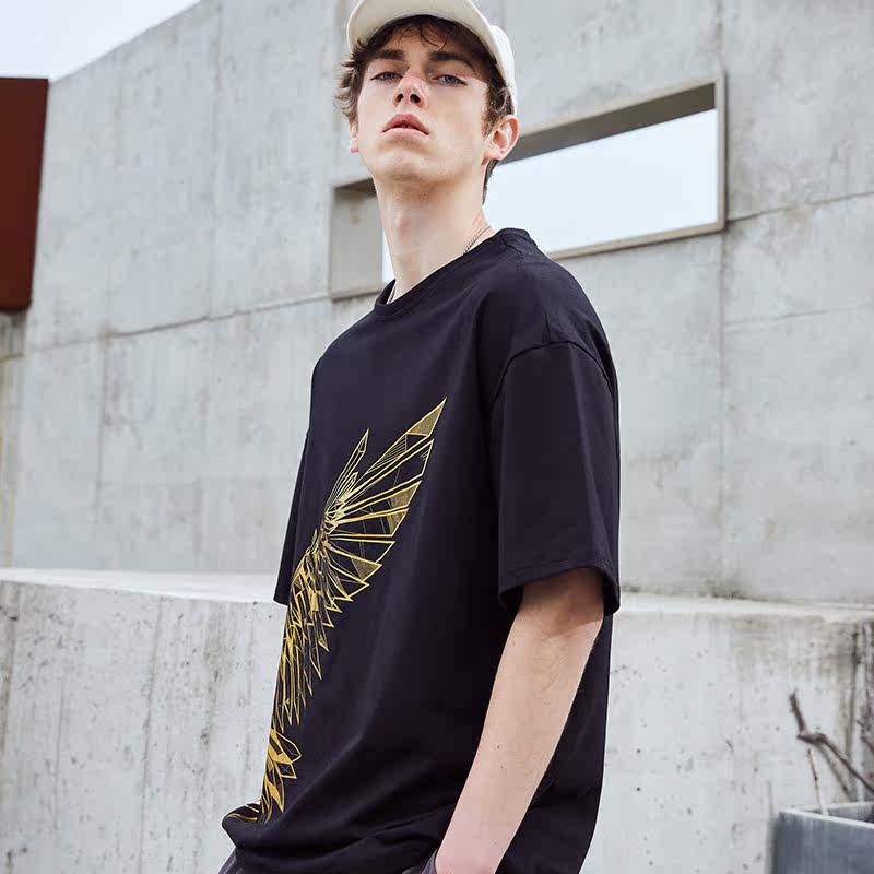 爱戏游潮牌boy短袖后背烫金夏t恤 爱戏游T恤