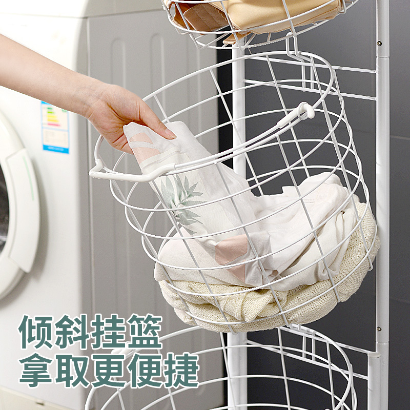 浴室脏衣篮卫生间家用高颜值双层特大号置物架推车不锈钢 - 图2