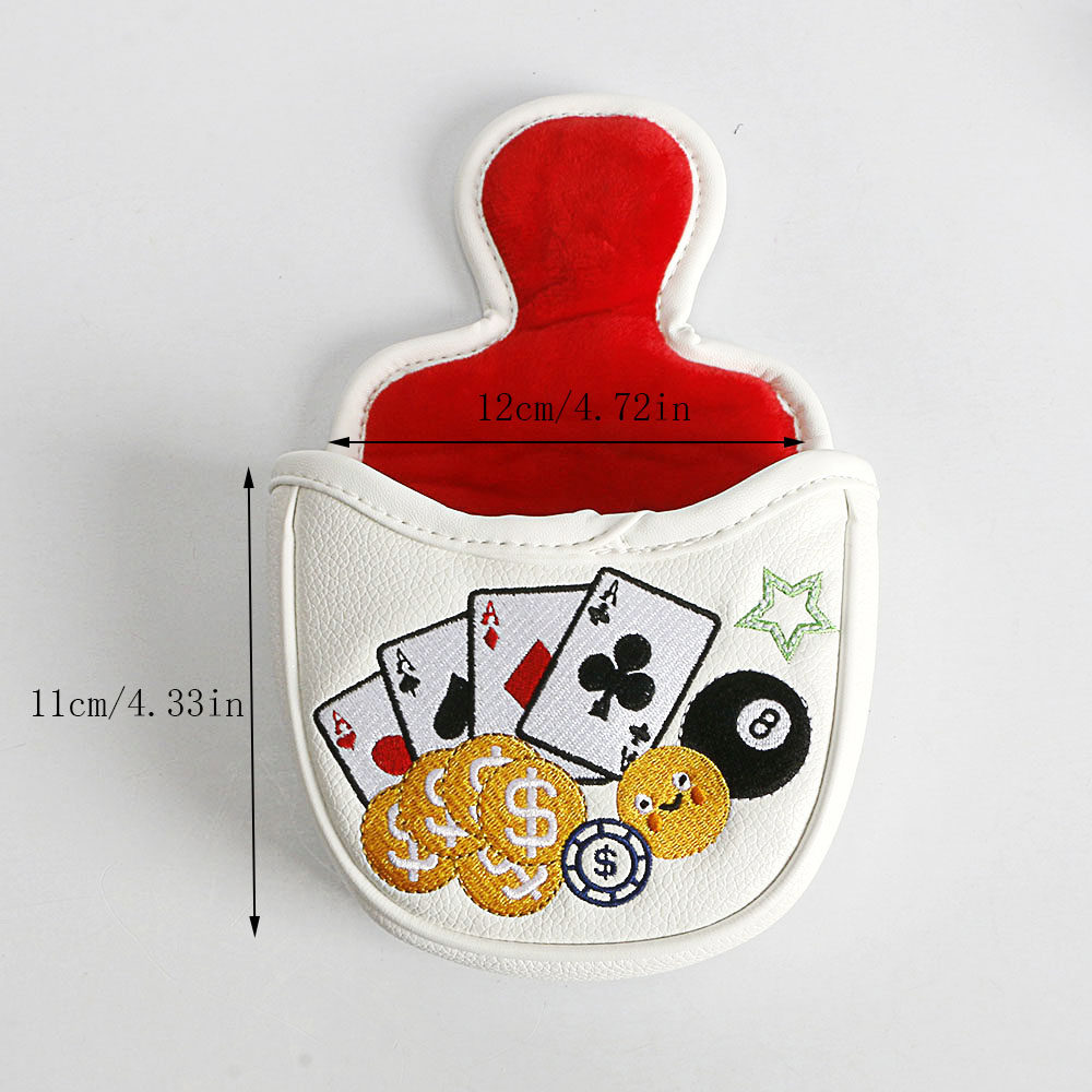 新款高尔夫推杆套直条半圆推杆保护套磁铁闭合球杆帽套扑克牌图案,淘宝优惠券,粉丝福利购,淘宝优惠卷