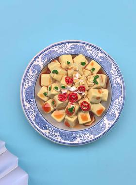 直供树脂立体冰箱贴仿真青花瓷凉拌菜磁性贴冰箱贴