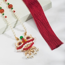 Childrens ancient dress Han clothes accessories Flow Su back Cloud necklace female Chinese Wind Red Awakening Lions GOLDEN ANCIENT WIND ACCESSORIES
