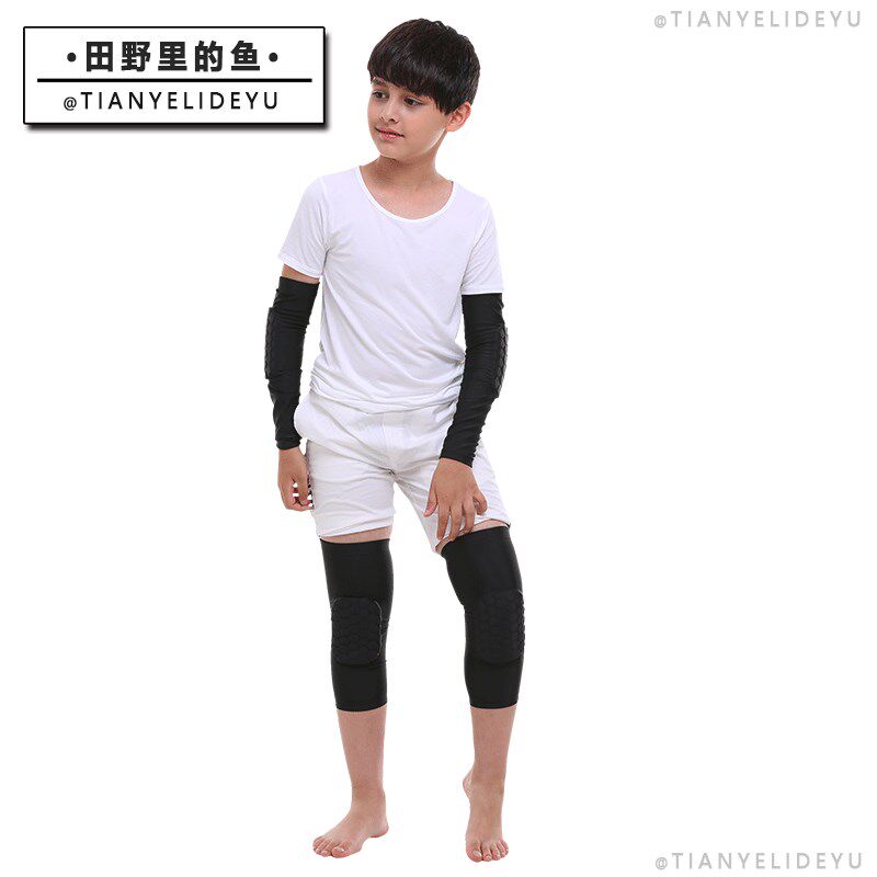 儿童护膝防摔套装运动足球护手臂 田野里的鱼运动护膝/髌骨带