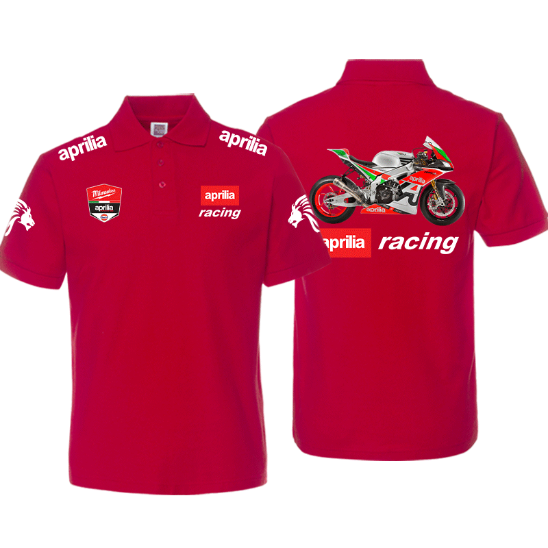 Приталенная мужская и женская пара футболка с коротким рукавом Aprilia Motorcycle Lottery Lovers Polo Shirt командная одежда