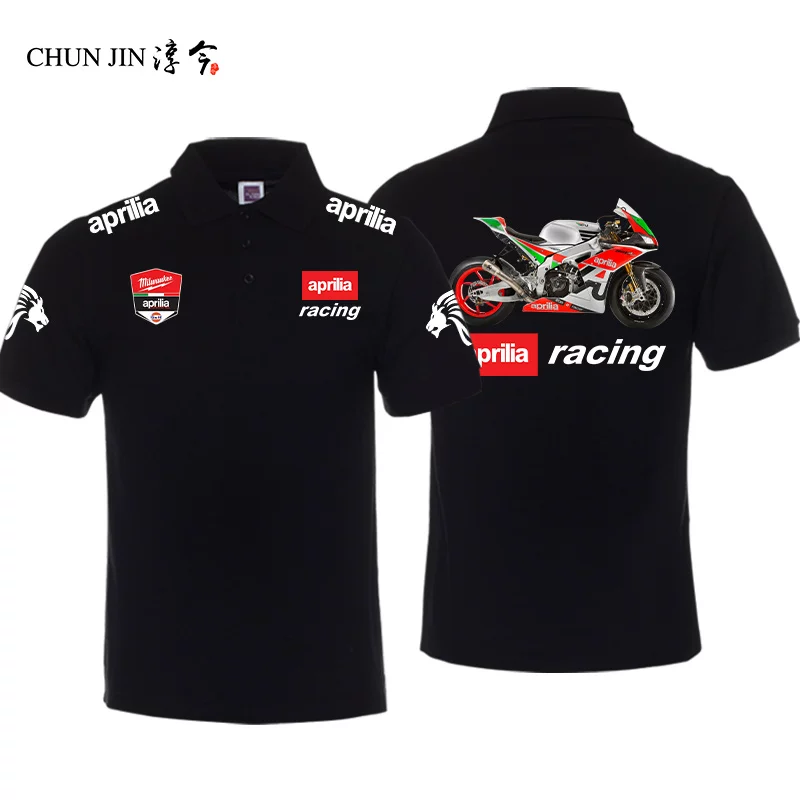 Приталенная мужская и женская пара футболка с коротким рукавом Aprilia Motorcycle Lottery Lovers Polo Shirt командная одежда