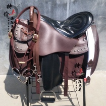 Grand cheval Touriste Saddle selle avec un cheval complet avec un nouveau garde-jambe Bull Leather Tourists Saddle the Inner Mongolia Endurance Saddle