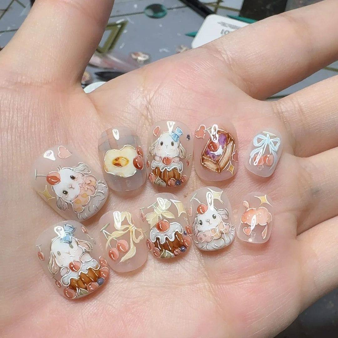 秋冬洛可可栗子蛋糕樱桃兔可爱卡通穿戴贴片显白短款可拆卸手绘风,淘宝优惠券,粉丝福利购,淘宝优惠卷