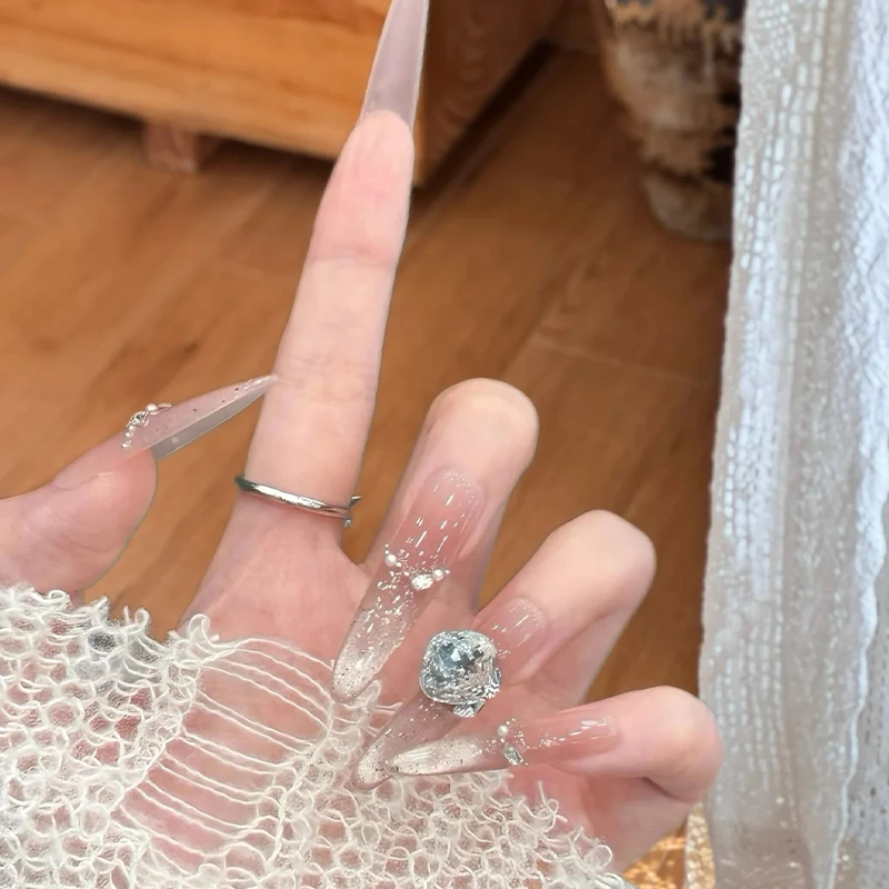 Maxfine纯手工穿戴甲2025新款高级感假指甲贴片长款猫眼高质量 - 图1