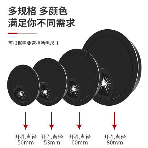 电脑办公桌穿线孔盖板电视柜隐藏穿线盒过线书桌电脑桌走线过线盒 - 图1
