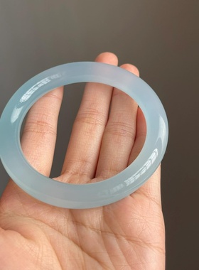 蓝水冰种海蓝宝玉镯晴水底天青冻镯子天空蓝岫翡翠玉手镯礼物