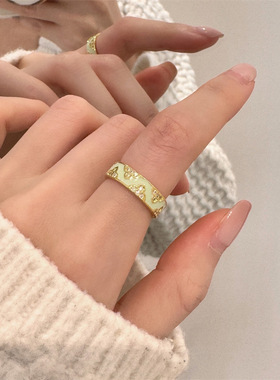 彩色滴釉珐琅蝴蝶戒指女紫色小众轻奢风设计高级感指环百搭不掉色