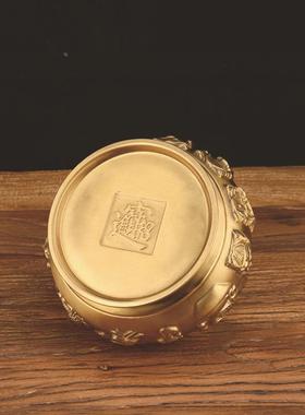 铜聚宝盆摆件五路财神聚宝 铜盆带盖聚宝盆铜器礼品厂家定制