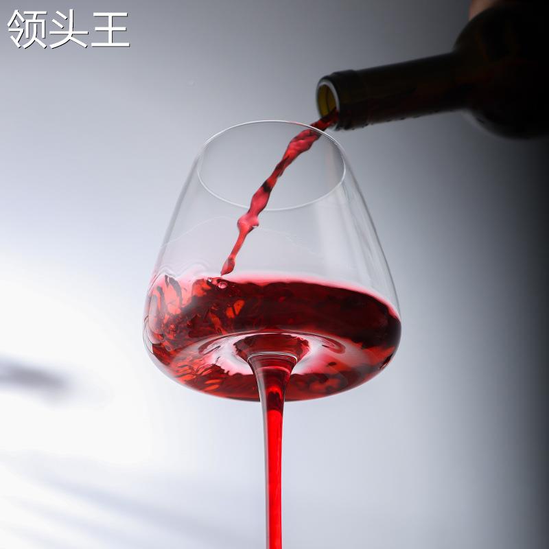 凹底红酒杯水晶玻璃勃艮第香槟杯葡萄酒杯家用欧式红梃黑底高脚杯