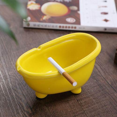 经典浴缸陶瓷烟灰缸创意时尚色釉防石纹马桶型白瓷烟灰缸加yLOGO - 图2