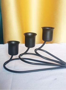 厂家创意欧美古典系列铁艺烛台杆蜡烛台铁艺摆件浪漫家用餐桌烛光