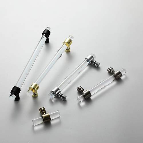 透明亚克力拉手衣柜柜门橱柜抽屉鞋柜门把手黑色单孔拉手定制 - 图0