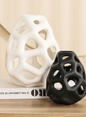 现代极简陶瓷几何形镂空极简创意摆设时尚家居样板房软装饰品摆件