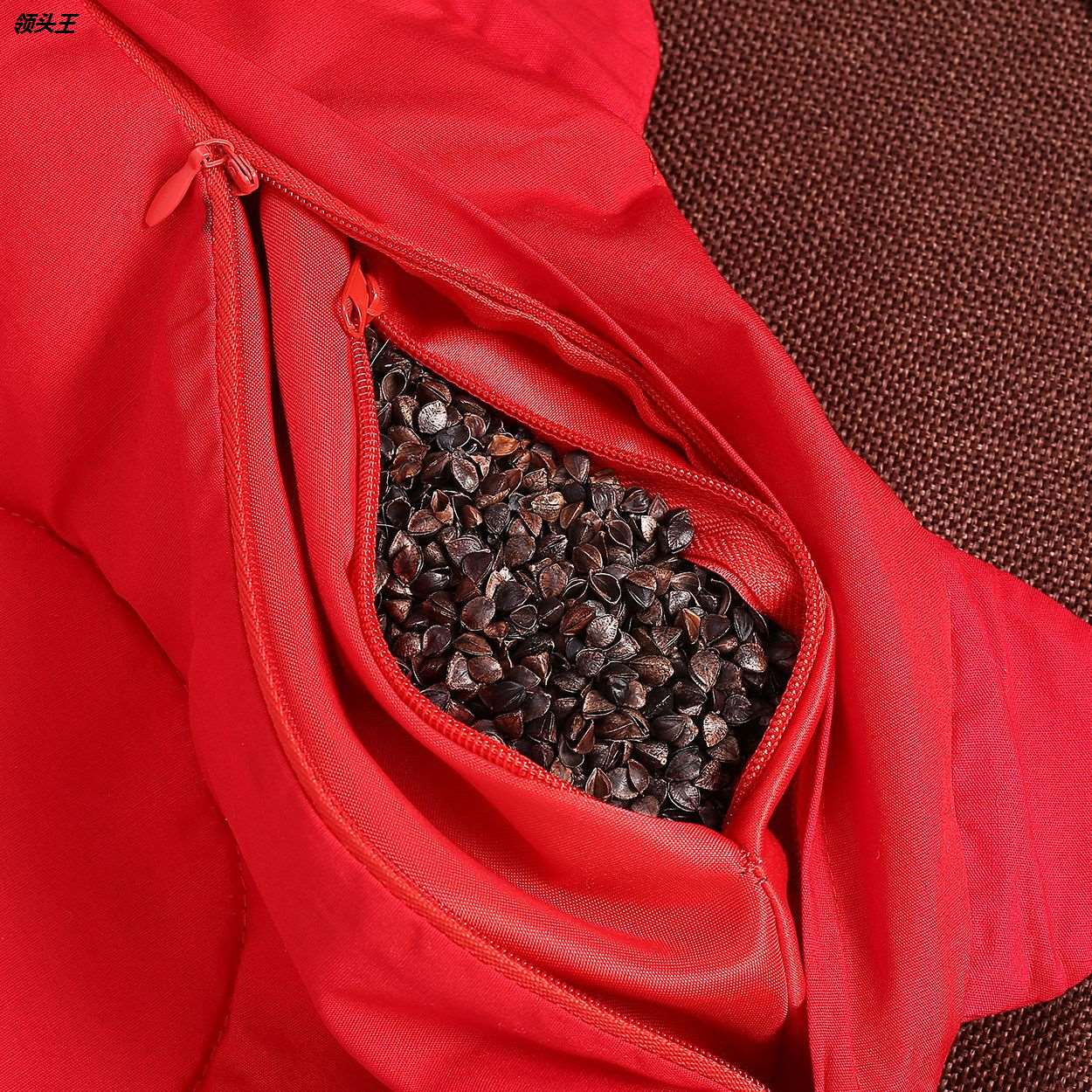 新生儿刺绣棉布U型老虎枕头荞麦壳填充 双拉链内胆调节高度婴幼儿 - 图0