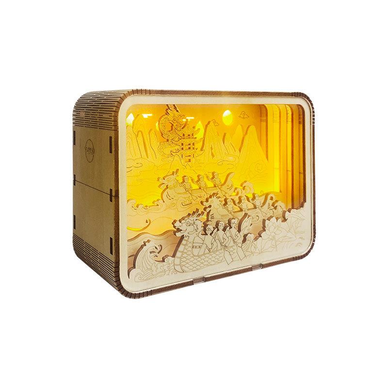 端午佳节小夜灯文创纪念木雕灯手工diy礼物创意装饰摆件节日礼品 - 图0