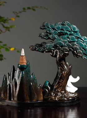 跨境陶瓷倒流香炉创意高山流水香薰炉禅意家居工艺品摆件回流香炉