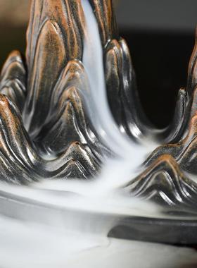 跨境树脂檀香倒流香薰炉家居摆件创意高山流水烟倒流炉工艺品摆件