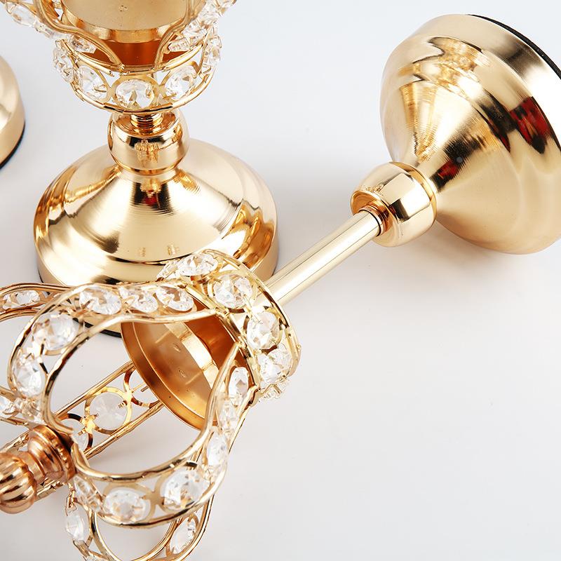 跨境欧式皇冠水晶烛台婚庆道具家居金属摆件浪漫烛光晚餐气氛布置