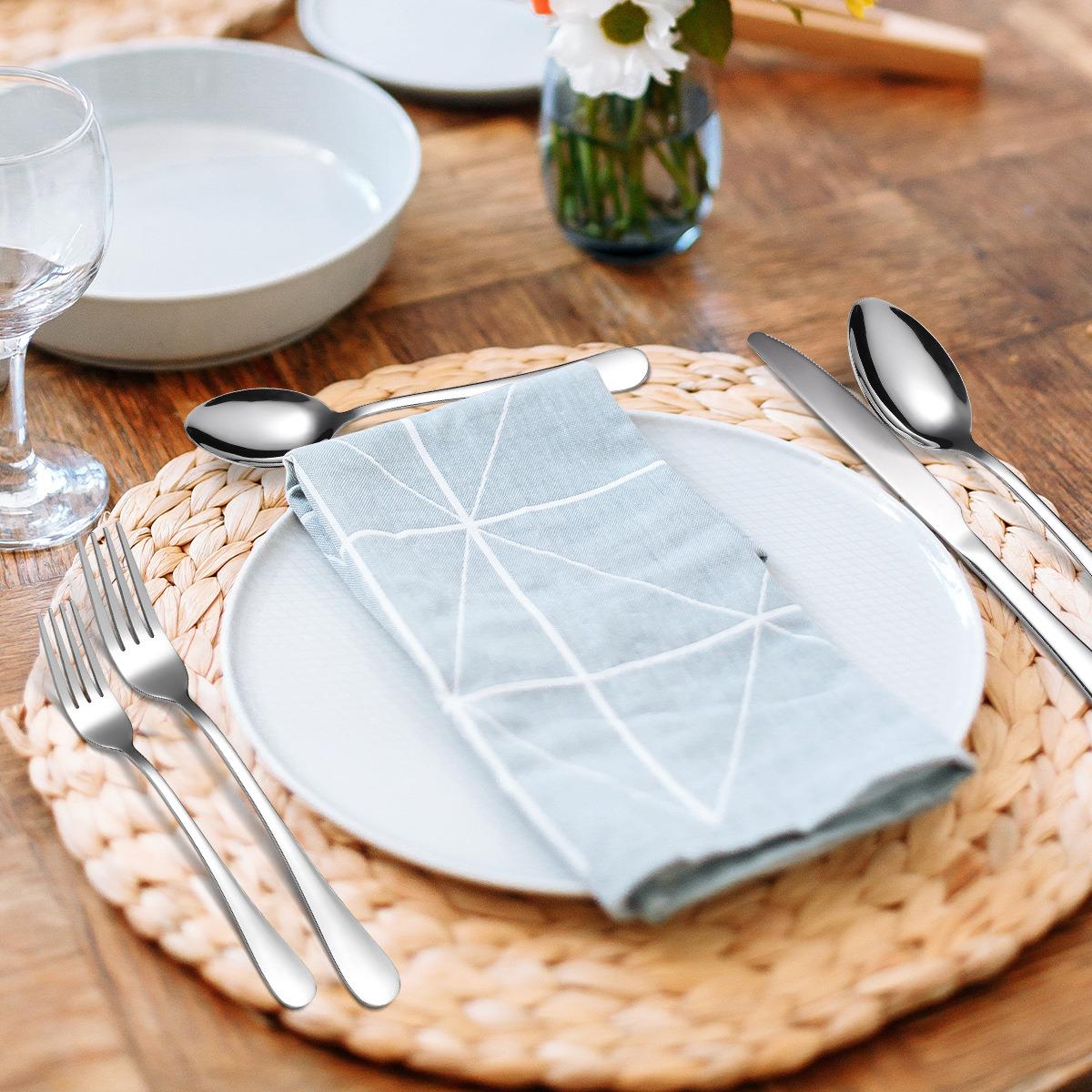 12人72件套餐具套装美国站flatware 1010不锈钢餐具刀叉勺牛排刀 - 图0