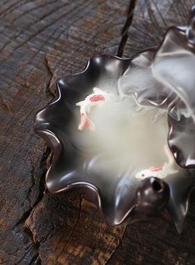 跨境亚马逊热销款莲花荷花倒流香炉 创意瀑布回流香薰炉家居摆件