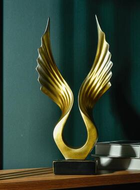 轻奢经典金色翅膀摆件客厅书房酒柜装饰摆设创意家居软装饰品定制