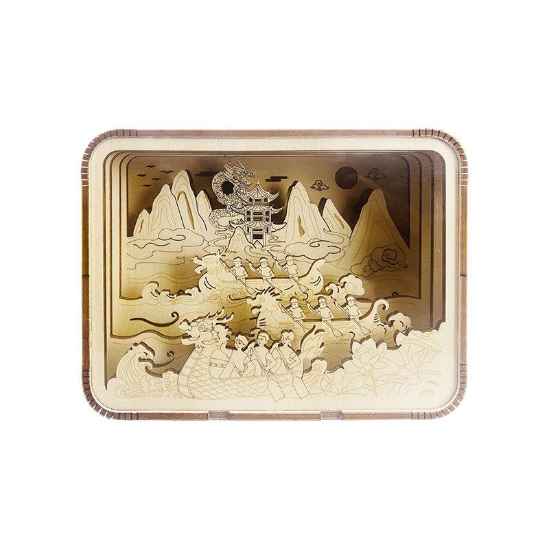 端午佳节小夜灯文创纪念木雕灯手工diy礼物创意装饰摆件节日礼品 - 图2