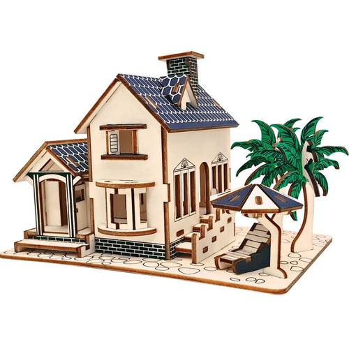 海滨别墅木质制立体仿真拼图房子3D模型儿童手工拼装玩具 - 图3