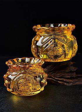 新款黄水晶元宝福袋钱袋摆件存钱储蓄罐七彩琉璃福袋装饰工艺品定