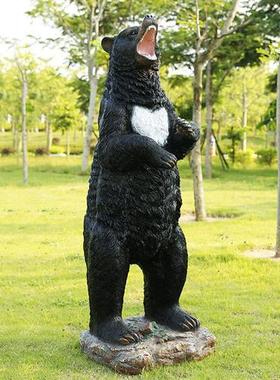 户外大型仿真黑熊雕塑玻璃钢动物园公园小区草坪园林景观装饰摆件