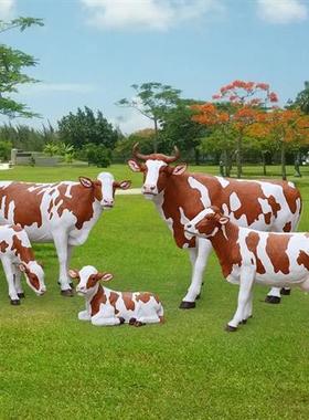 仿真奶牛雕塑牧童骑水牛大型摆件农耕文化模型玻璃钢园林景观动物