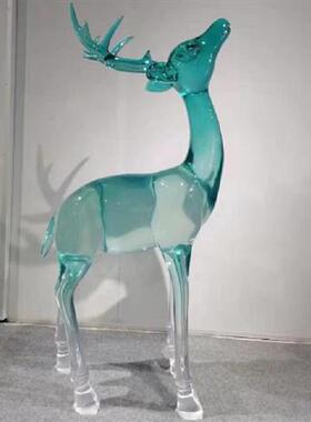 树脂透明户外梅花鹿雕塑摆酒店会所广场件草坪装饰售楼处园林景观