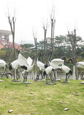 户外仿真仙鹤雕塑庭院花园林假山水池造景观装饰玻璃钢丹顶鹤摆件