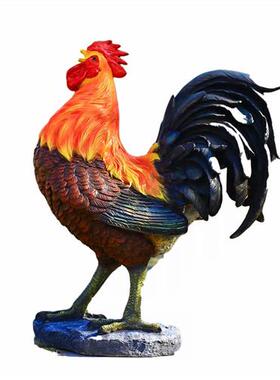 大仿真公鸡摆件树脂工艺品玻璃钢母鸡雕塑花园饭店农家乐装饰庭院